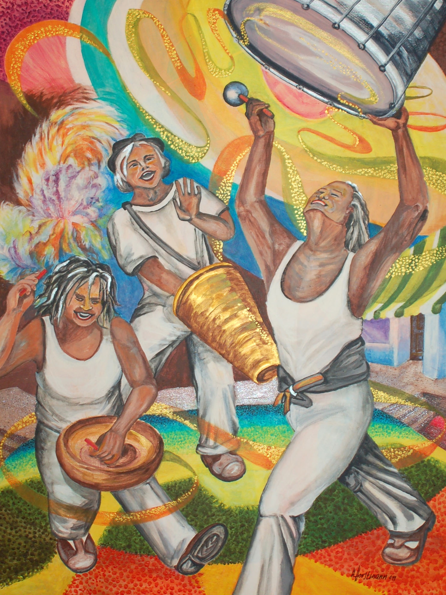 "Sambistas" - Acryl auf Leinwand (60x80 cm) von Hilde Horstmann, Sambista bei "Projeto do Samba" 2009-2014